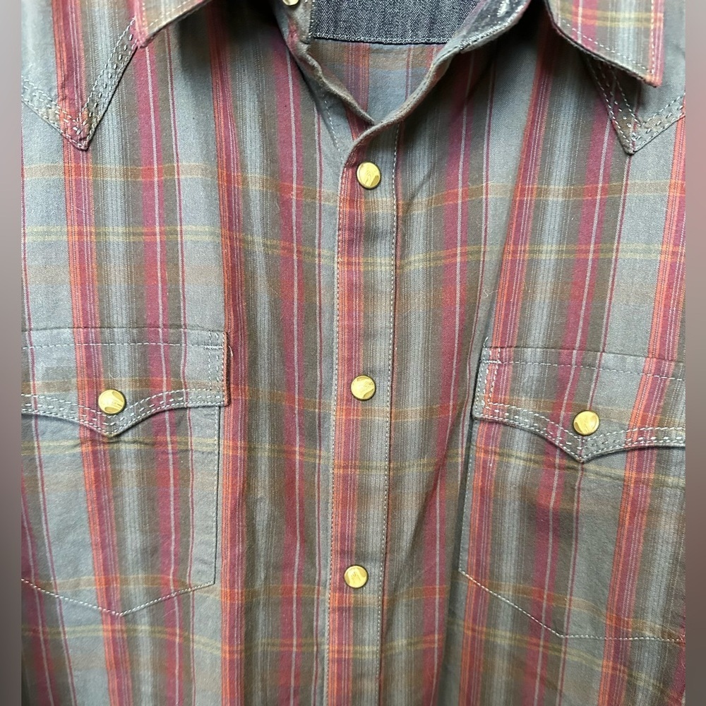 Wrangler Retro MVR152M Shirt Sz XXL Red/Gray Plaid W/Pearl Snaps - Picture 4 of 6